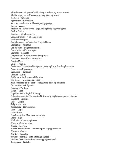 illegal tagalog|Appendix : Glossary of Tagalog legal terms .